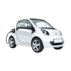 Naklejka premium Front view of a small, white, electric car, likely for city use, demonstrating electric vehicle design.