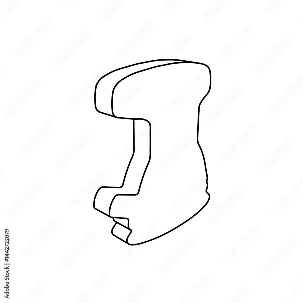 Poster the outline of a large sanding machine symbol is made with black lines. 3d view of the object in per