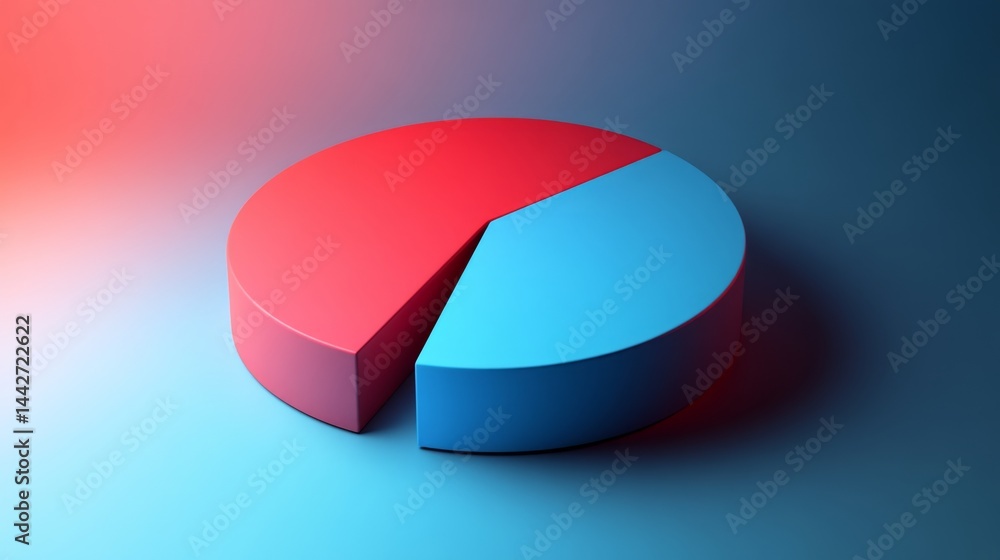 Poster softly shaded d pie chart with light gradients and minimalistic part outlines