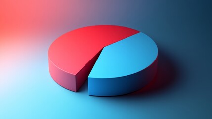 Obraz premium Softly shaded D pie chart with light gradients and minimalistic part outlines