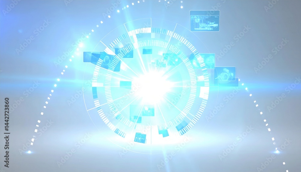 Poster dynamic data visualization action digital realm infographic design futuristic environment aerial vie