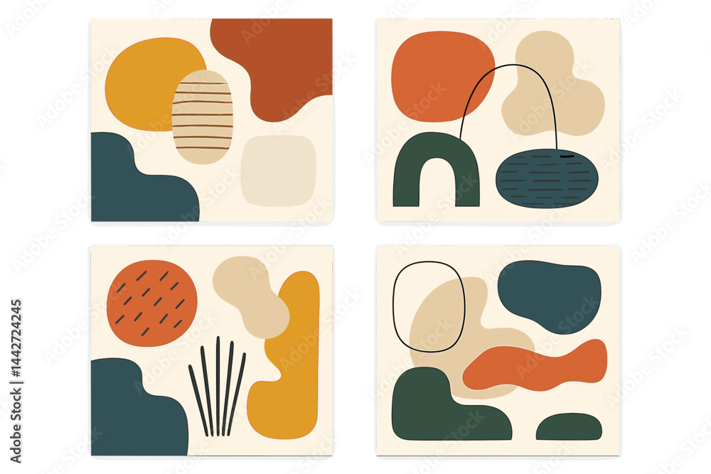 Aufkleber abstract vector flat illustration featuring colorful shapes and forms in a modern design style