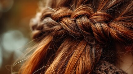 Close-up of a braided auburn hairstyle