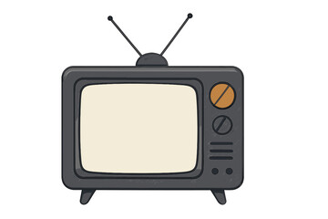 Vintage television set in a minimalist flat design with a neutral background and simple colors, perfect for retro-themed art