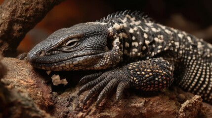 Black Tree Monitor Lizard Resting