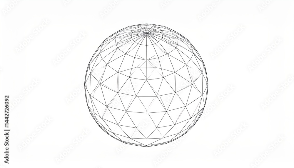 Aufkleber geometric animation of a wireframe sphere digital space 3d model abstract design high-tech environme