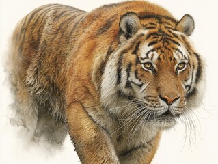 Obraz premium Tiger illustration showcasing intricate details and natural colors.