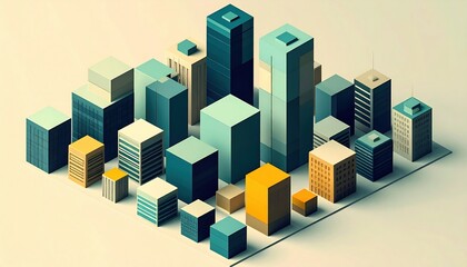 Fototapeta premium Urban development concept modern cityscape 3d design abstract environment aerial view architectural visualization