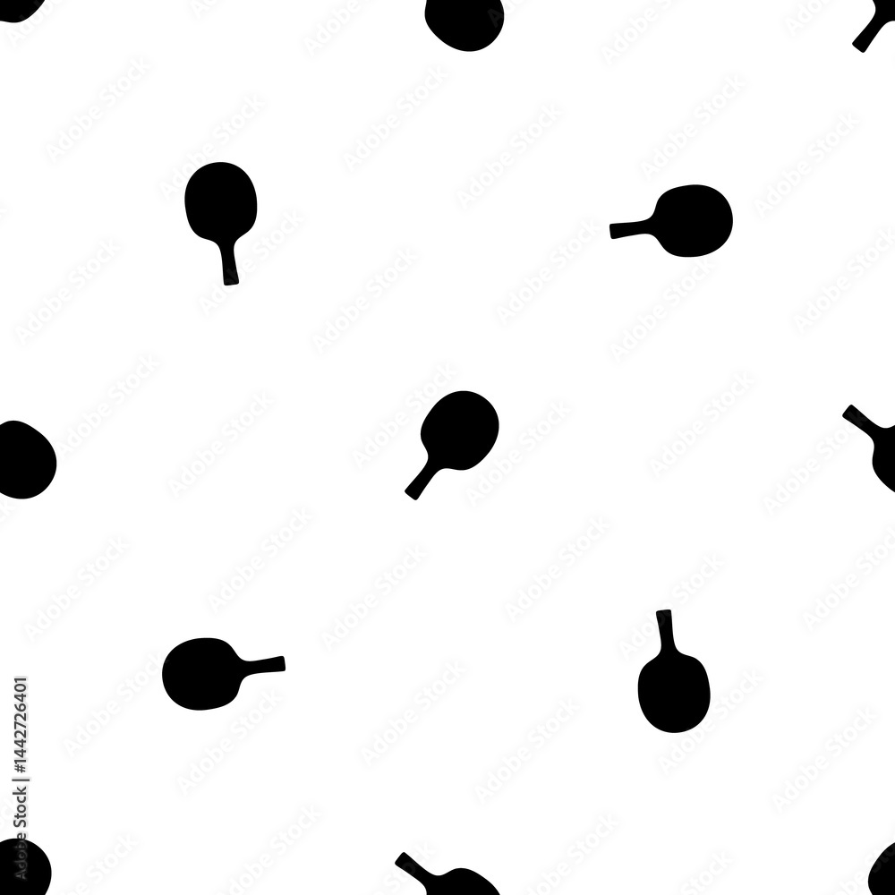 Poster seamless pattern of repeated black table tennis symbols. elements are evenly spaced and some are rot
