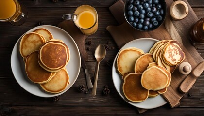 Delicious Pancakes on a Rustic Wooden Table