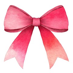Beautiful Watercolor Pink Ribbon Bow Clip Art on White Background for Crafting and Design Projects