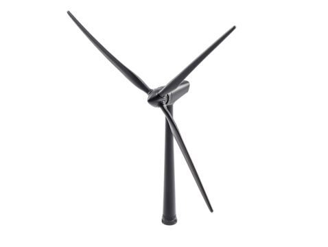 a black windmill with blades