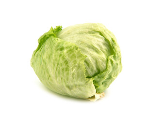 Green iceberg lettuce isolated on white background