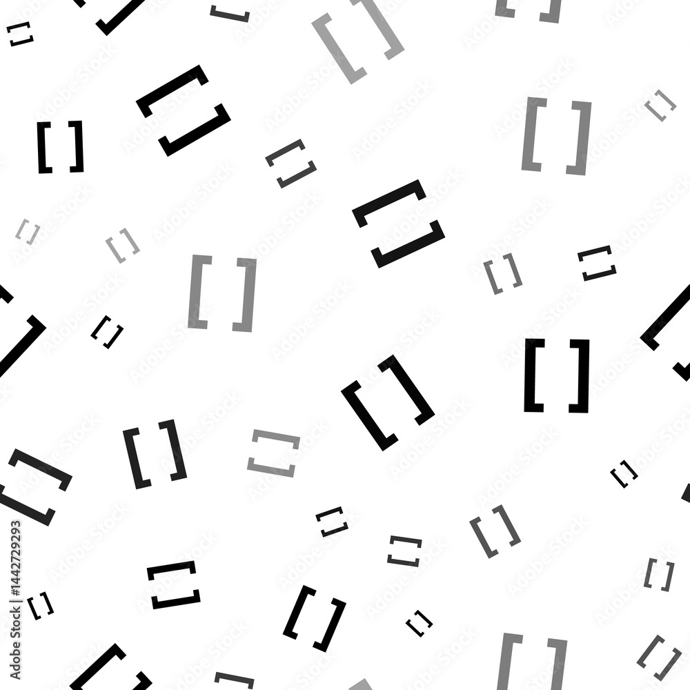 Poster seamless vector pattern with square brackets symbols, creating a creative monochrome background with