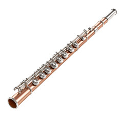 Naklejka premium An illustration of a copper-colored flute, highlighting its silver-plated keys and intricate design features.