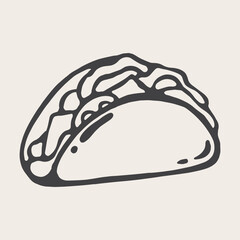 hand drawn vintage illustration of a taco