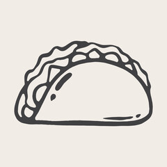 hand drawn vintage illustration of a taco