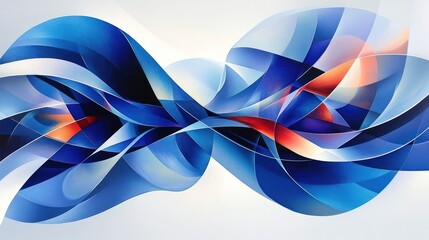 Abstract design with flowing blue and red shapes, conveying movement and fluidity.
