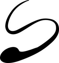 Graceful Curl with Extended Tapered Flourish in Black Ink