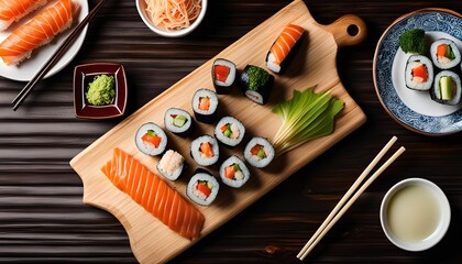 Sushi Platter on Wooden Table