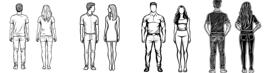 A male and female figure are presented in silhouette form, highlighting the human shape in a minimalist aesthetic