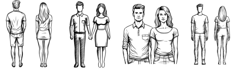 An illustration of a man and woman standing, in silhouette form, is perfect for designs related to fitness and health