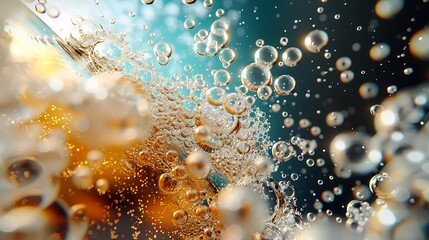 a close up of a glass with bubbles