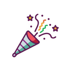 party popper confetti celebration on white background for web and graphic design