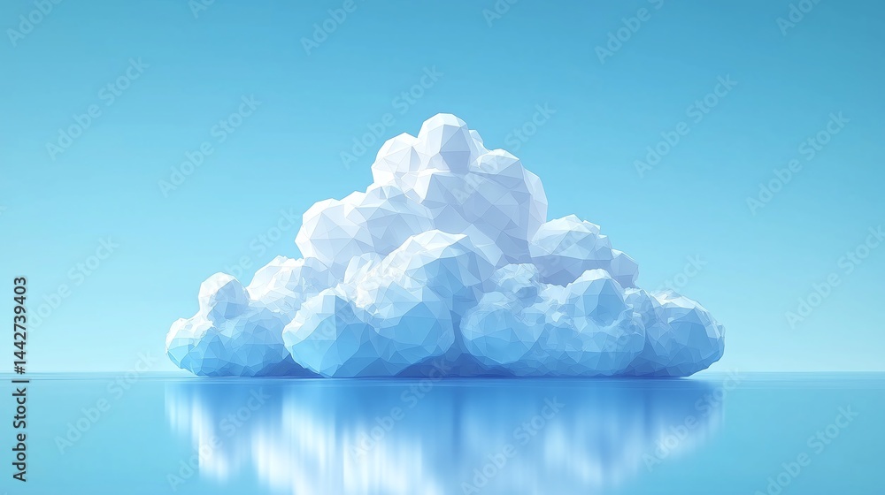 Poster cloud computing technology digital internet concept with low poly big data center, modern business s