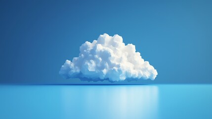 Cloud Computing Technology Digital Internet Concept with Low Poly Big Data Center, Modern Business Service on Blue Background, Minimalism, Copy Space