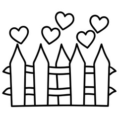 Line Art Fence Design Featuring Heart Shapes