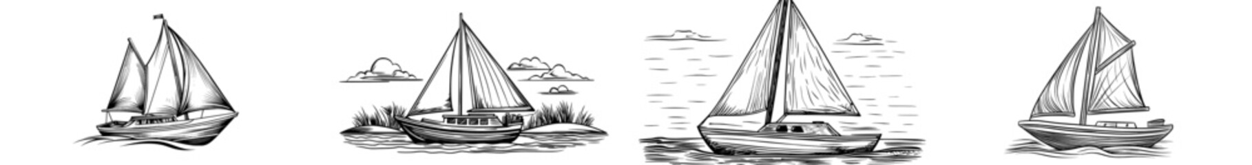 A simple black shape of a sailboat moving smoothly over peaceful waters, perfect for designs with a nautical theme