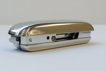 A silver stapler on a table