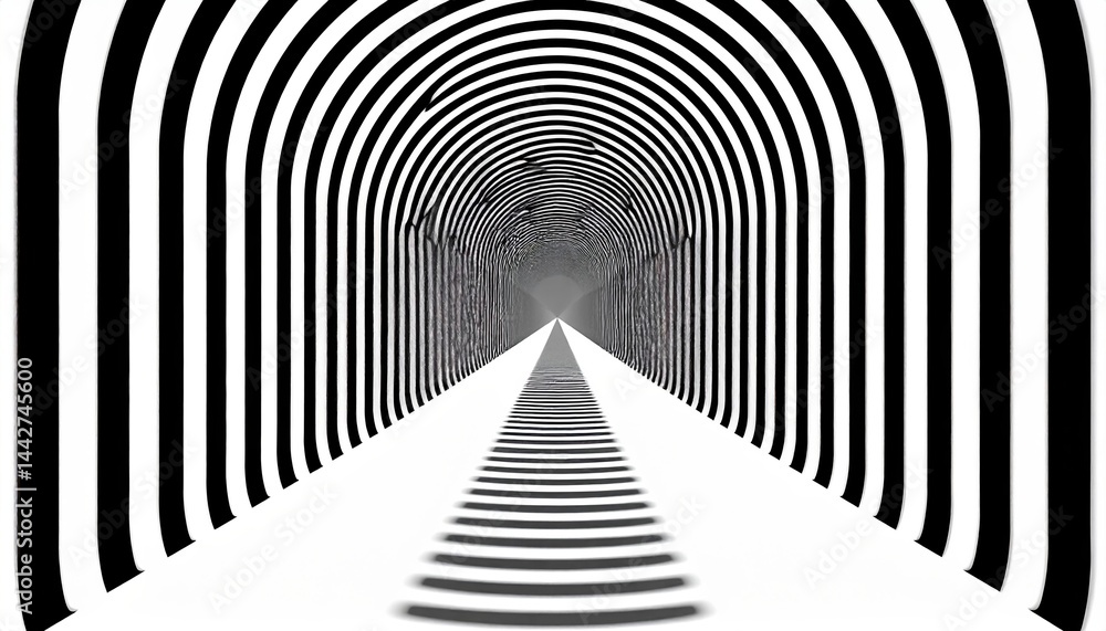 Poster dynamic tunnel perspective abstract environment digital art monochrome design unique visual concept