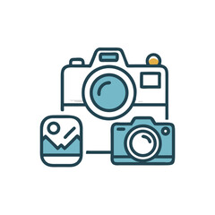 professional camera photography gear on white background for web and graphic design