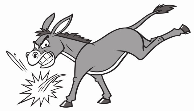 Angry donkey kick. Vector clip art illustration with simple gradients. All in a single layer.  