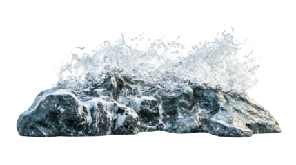 Dynamic Waves Crashing on White Background with Cutout Isolation