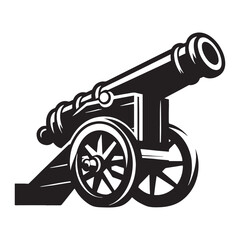 Powerful naval Carronade silhouette, enhancing sea battles – Carronade illustration – Minimalist Carronade vector – Weapon silhouette

