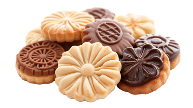 Delicious Cookies Array on White Background for Culinary Design Concepts