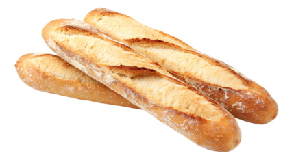 Crisp French Baguettes on White Background - Bakery Photography