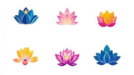Colorful lotus flower icons