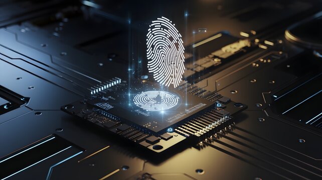 Digital fingerprint technology exploring cybersecurity innovation hub visual representation futuristic close-up security measures