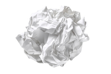 White Crumpled Paper Ball On Transparent Background