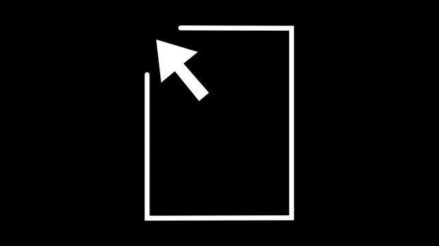 Document file upload or transfer process with black arrow icon animation. animated sketch line download icon. Simple upload symbol on with black background.