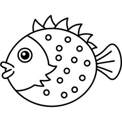 Stylized Pufferfish One-Line Vector Art