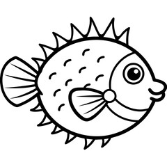 Stylized Pufferfish One-Line Vector Art