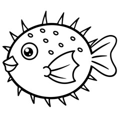 Stylized Pufferfish One-Line Vector Art