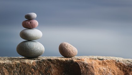 Pebble Balanced Precariously on Edge of Cliff