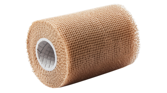 Professional Brown Cohesive Bandage Roll Isolated on White Background
