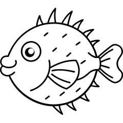 Stylized Pufferfish One-Line Vector Art